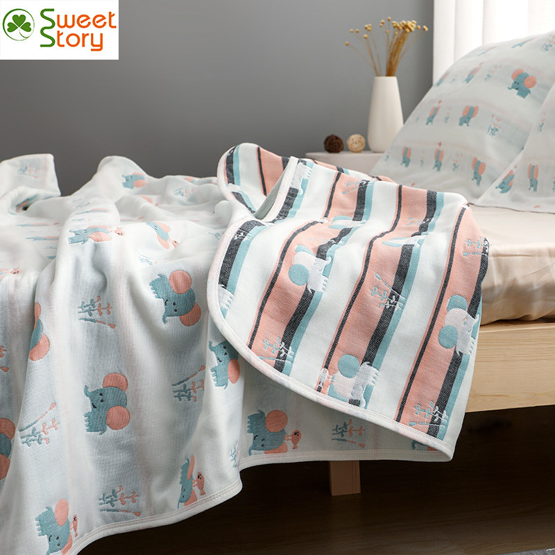 盖毯六层纱布卡通可爱双人春夏空调被子儿童休闲毯