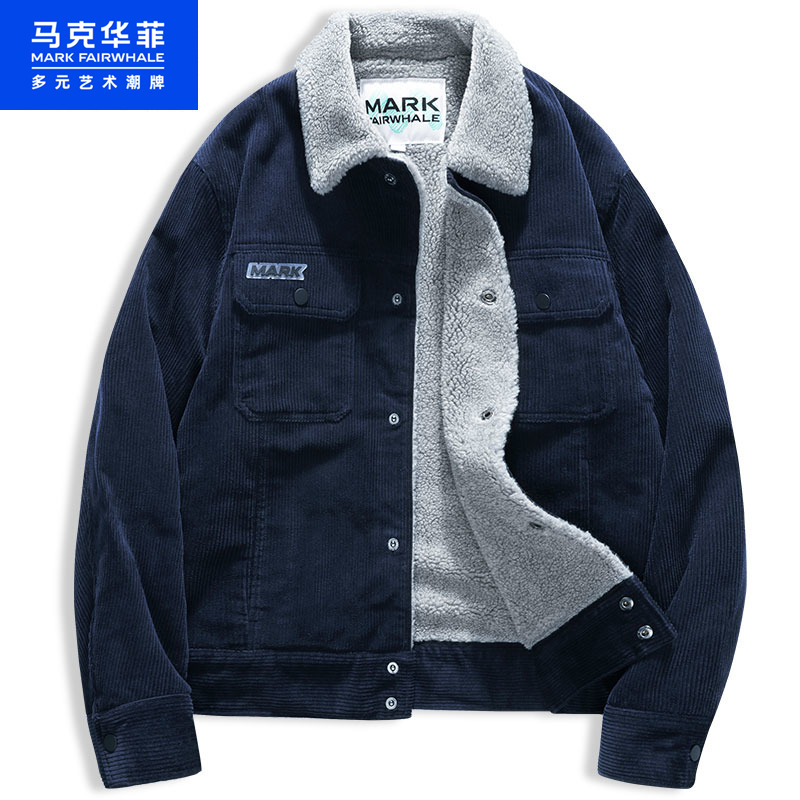马克华菲灯芯绒夹克男2022春秋新款港风翻领薄棉工装男士休闲外套