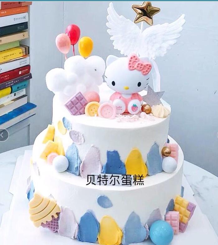 上海生日蛋糕少女kt凯蒂猫宝宝周岁100天创意蛋糕新鲜生日蛋糕