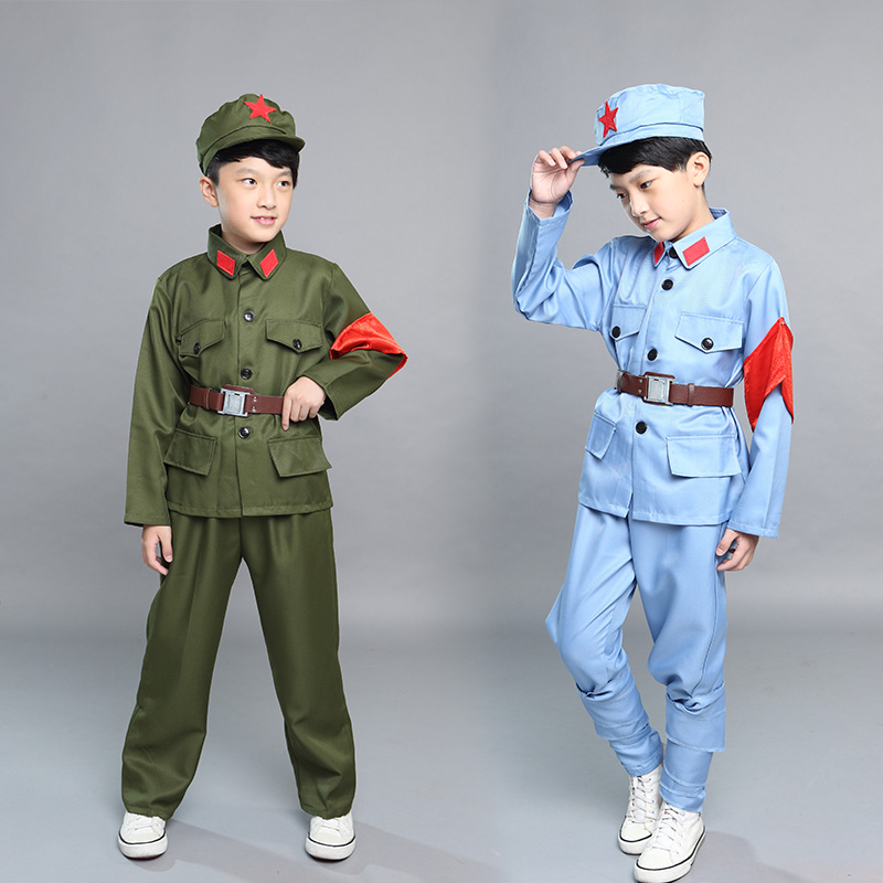 儿童小红军表演服装闪闪红星舞蹈服幼儿男童八路军衣服军装演出服