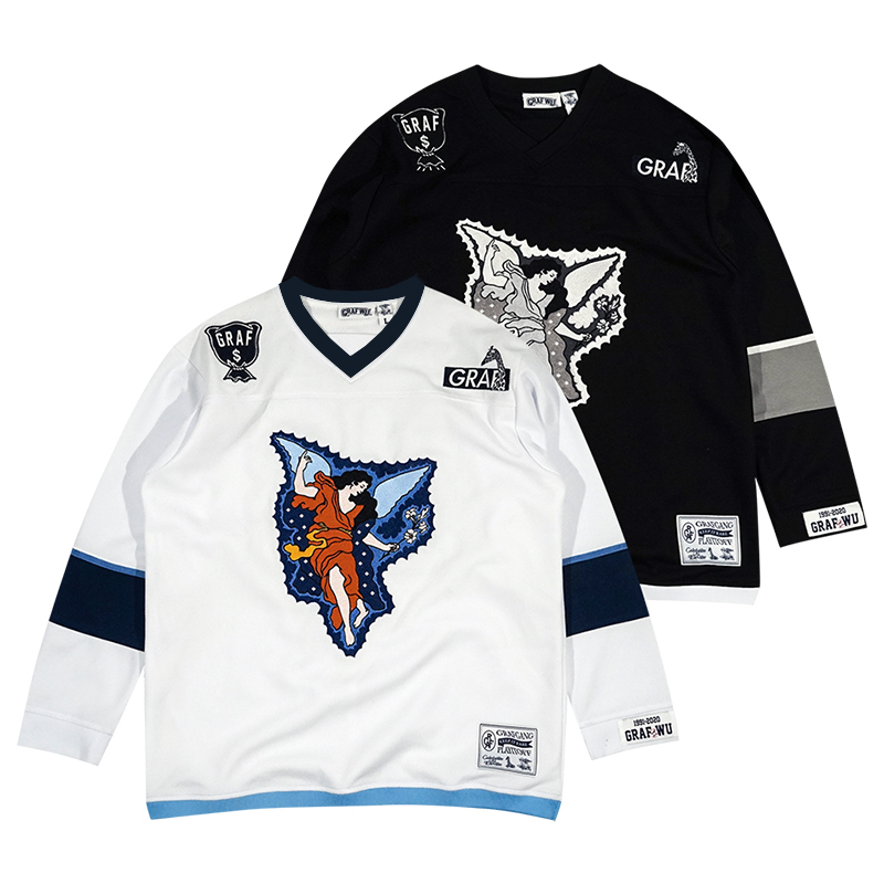 GRAF原创品牌FeelSoBlessed新款女神冰球风格网眼拼接双层长袖