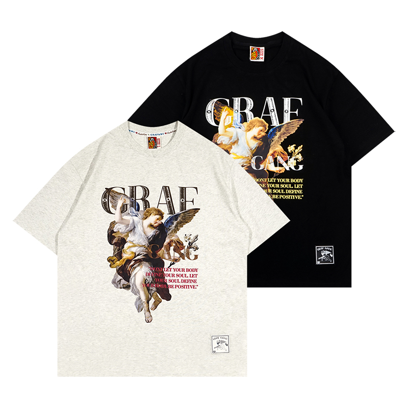 GRAF原创品牌神明保佑StayBlessedSoulBody灵魂身体宽松落肩短袖