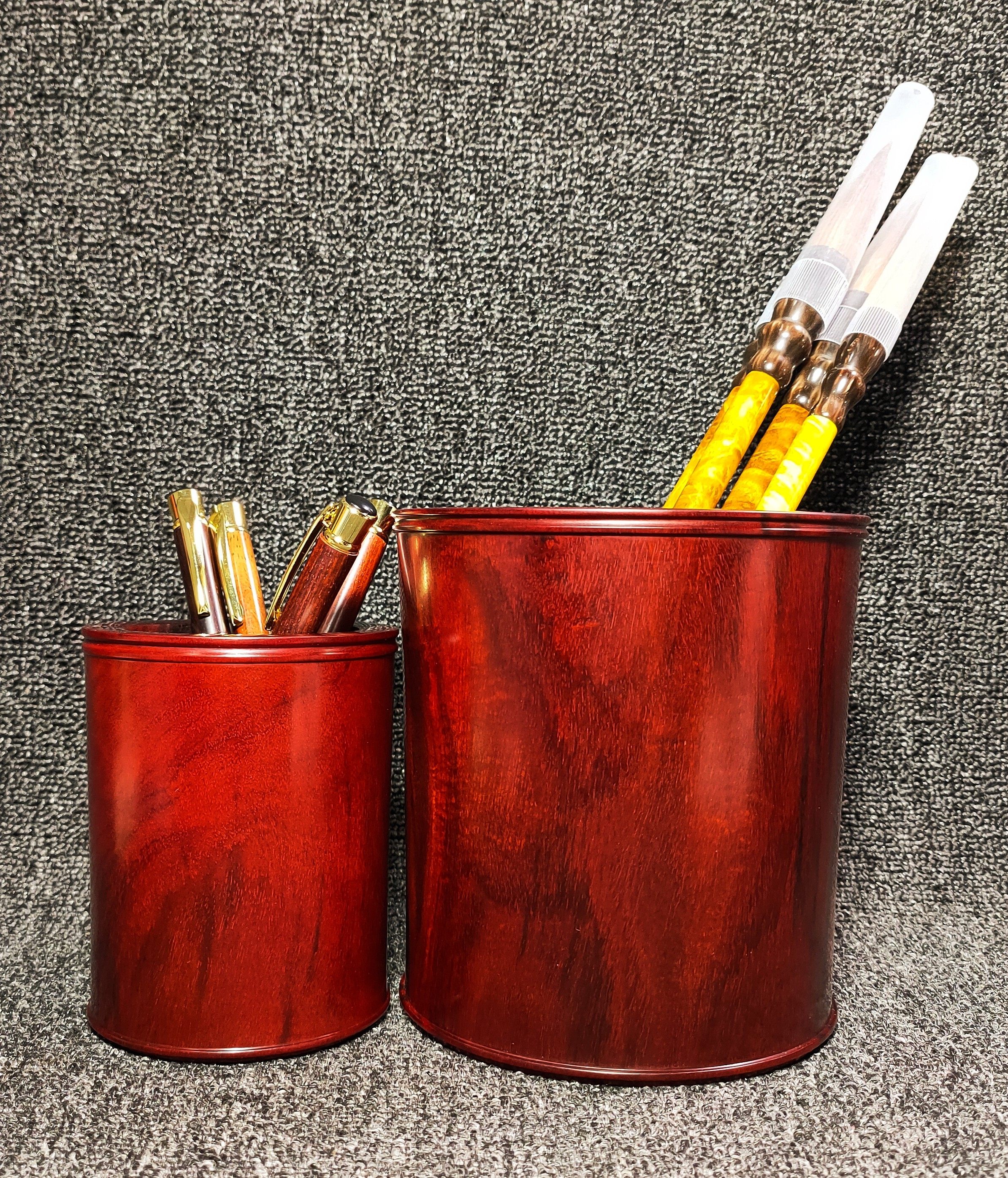 红木血檀笔筒木质收纳文房四宝书法用品大容量多功能笔筒