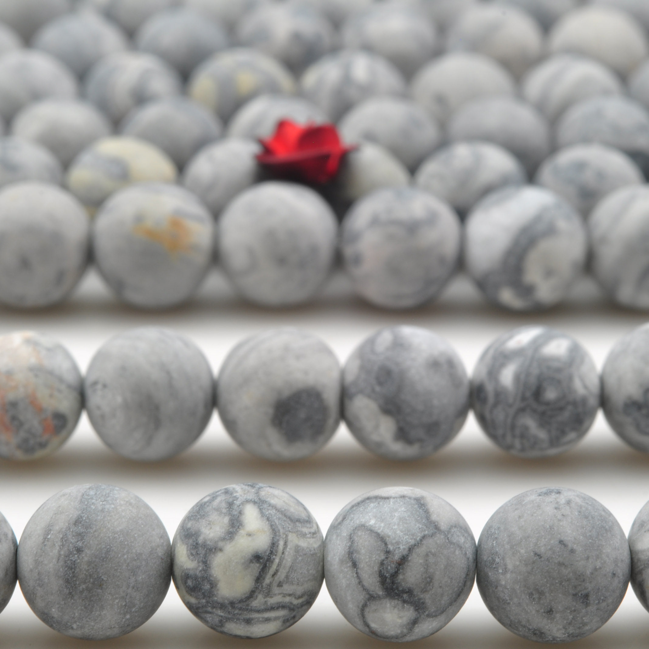 地图石天然圆珠磨砂散珠串珠子饰品配件手链diy星系木星手串材料