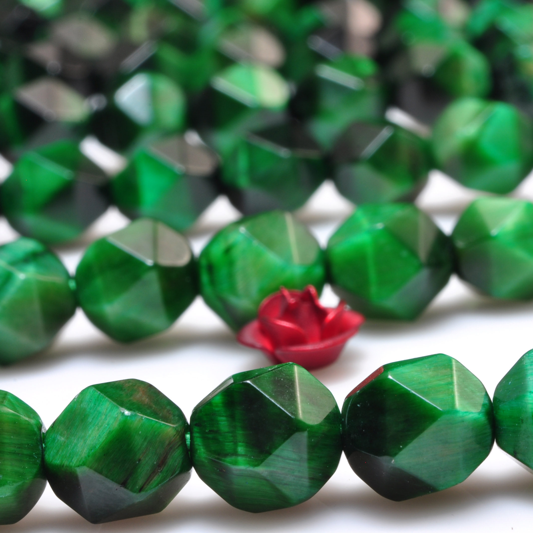 绿虎眼石虎睛石散珠串珠子饰品配件手链女项链女耳环材料手串配珠