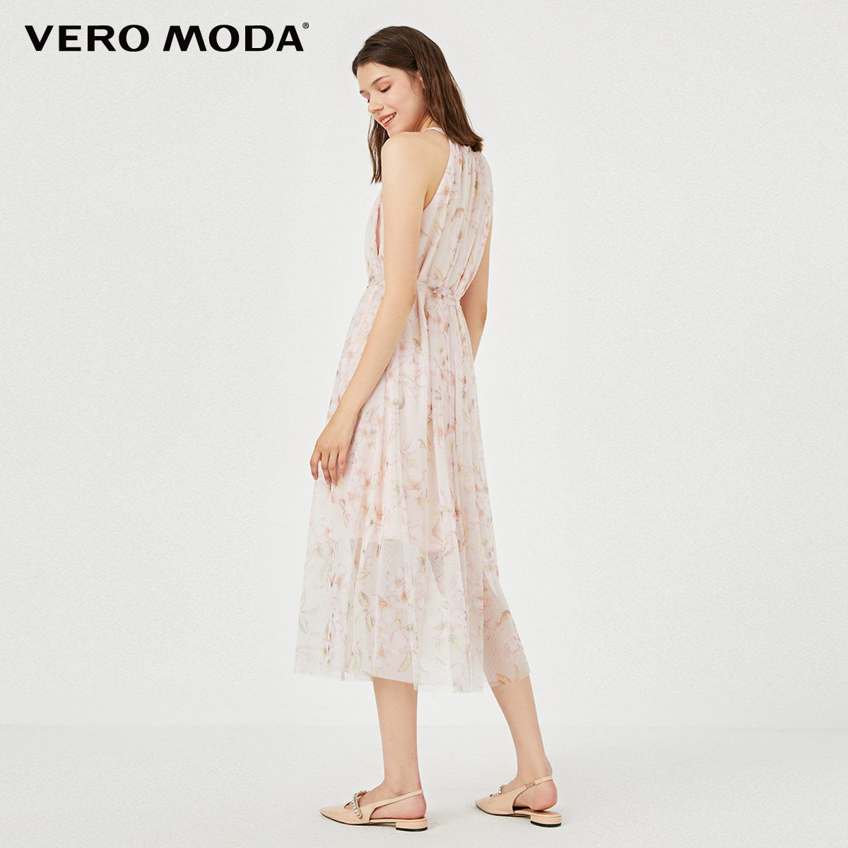 绫致veromoda秋度假风花朵薄纱甜美时尚仙女连衣裙女32037a002