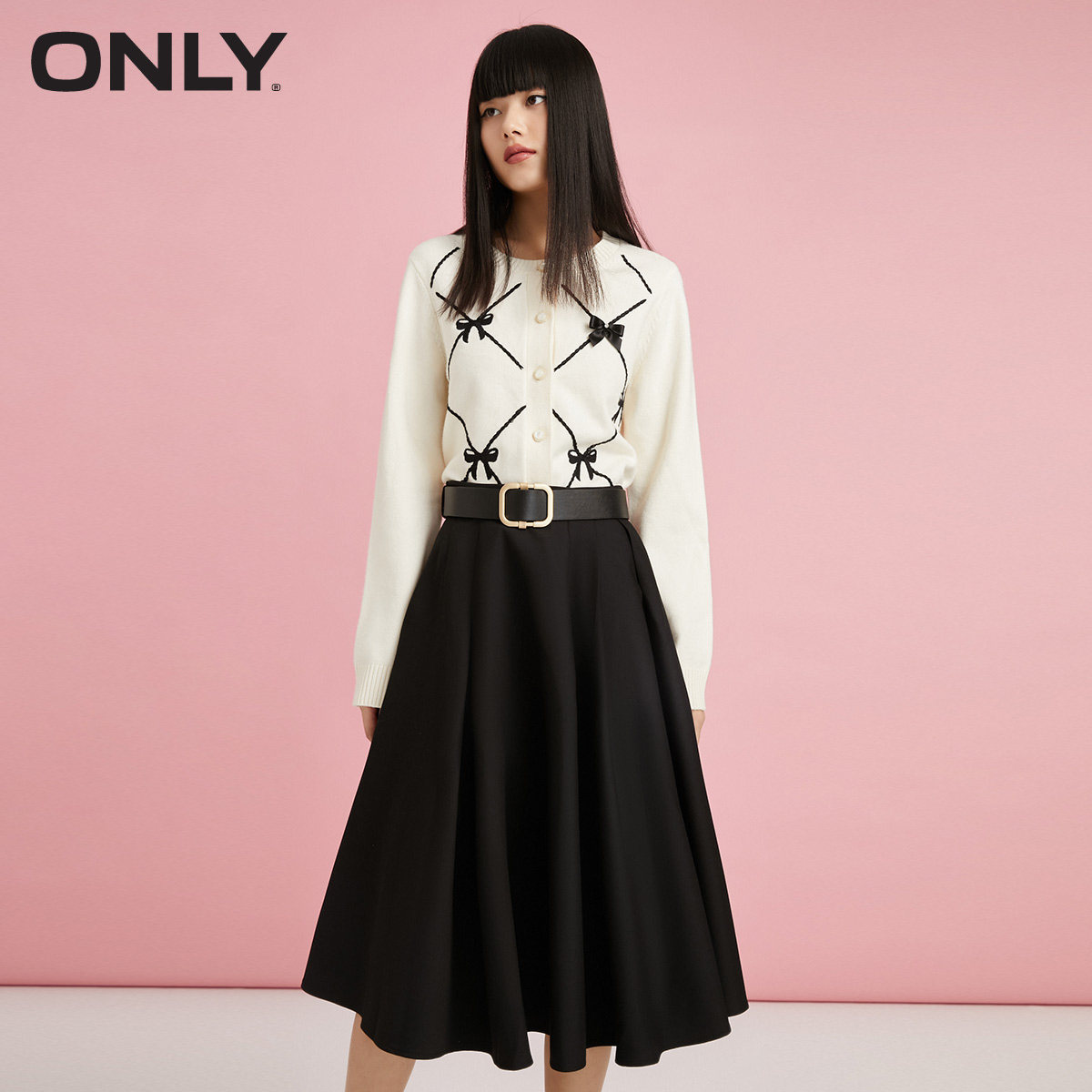 3件88折only2022夏季新款气质温柔中长款字高腰半身裙