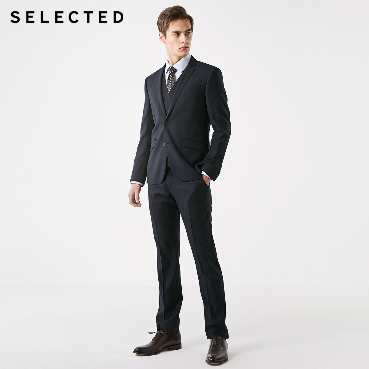 平驳西装务正合体羊毛男士莱德selected西服