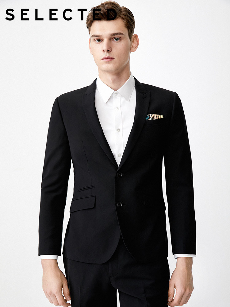 绫致selected思莱德男戗驳领商务务正西装外套sig西服