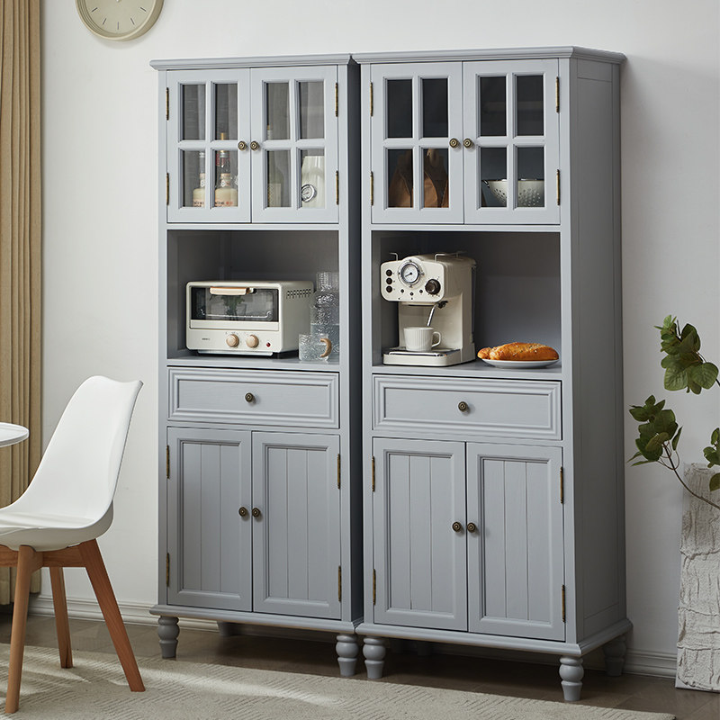 美式轻奢实木餐边柜现代简约多功能靠墙一体酒柜高柜餐边柜