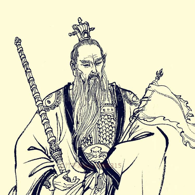 姜太公在此百无禁忌挂画 姜尚姜子牙卷轴画 丝绸装饰画已装裱定制