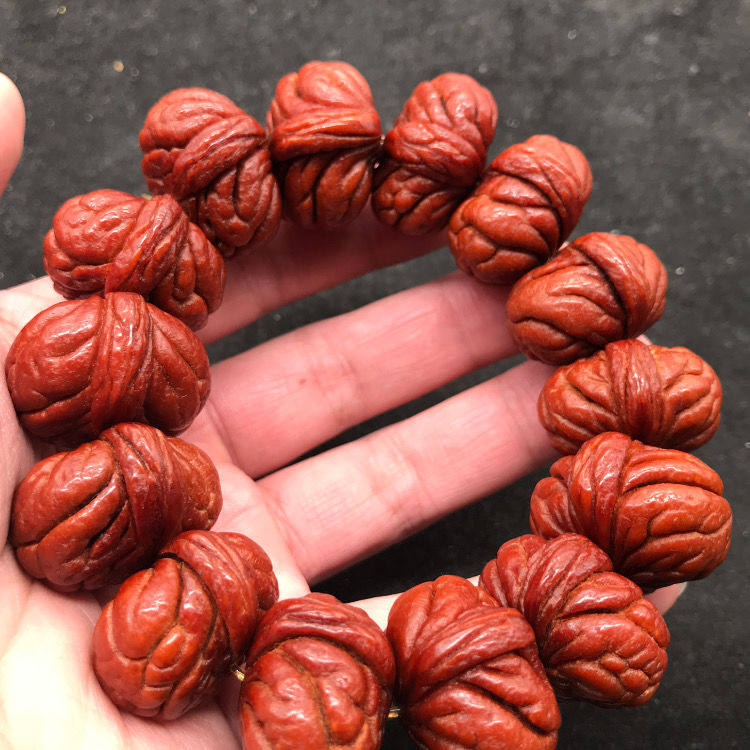 22mm秦岭霸王龙桃核磨盘文玩手串把玩效果油性手串