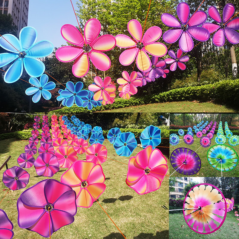 风车圆形云彩室外防晒成品装饰户外旋转彩色风车