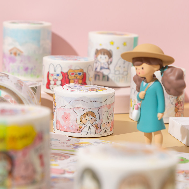 正版大王molinta胶带阿卓穿搭人物可爱百搭手帐和纸胶带