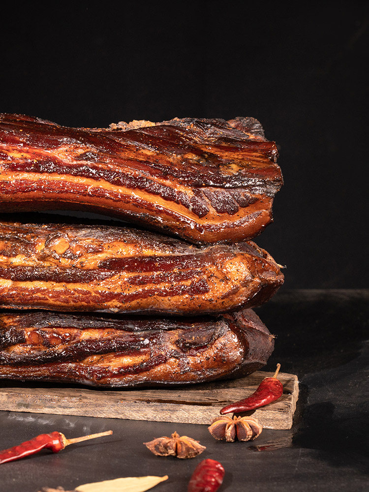 贵州土特产烟熏腊肉 农家 后腿腊腌肉柏枝柴火烟熏肉腌制500g