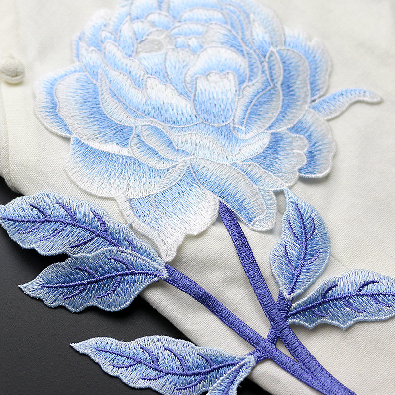 茶花大号布贴衣服装饰外套羽绒服修补绣片民族风布贴