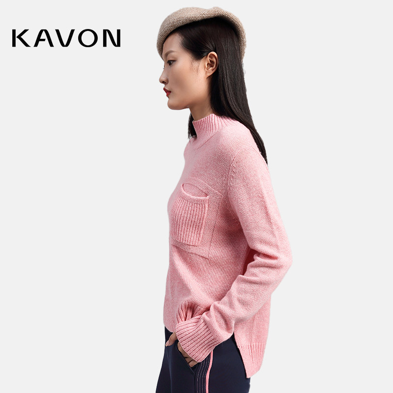kavon卡汶品牌秋冬高领羊绒毛衫宽松舒适女装毛针织衫