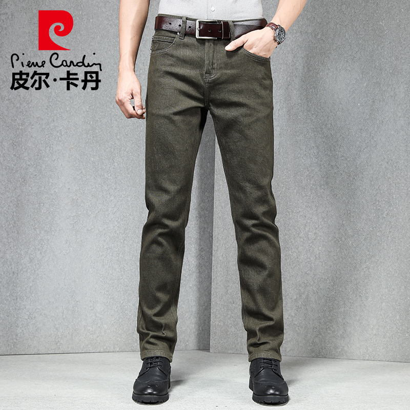 皮尔卡丹超薄牛仔裤男2022年军绿色潮流休闲长裤春夏季薄款牛仔裤