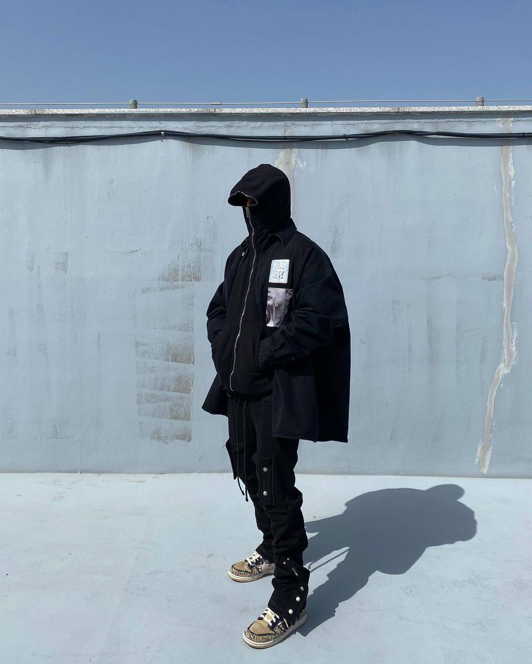 ro暗黑先锋wookvibe同款拉链长帽针织卫衣休闲卫衣