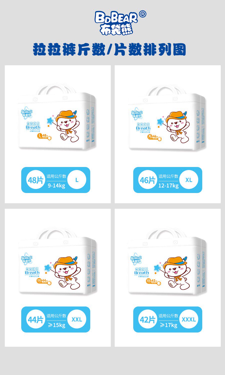 布袋熊拉拉裤学步xl46片不剪码纸尿裤