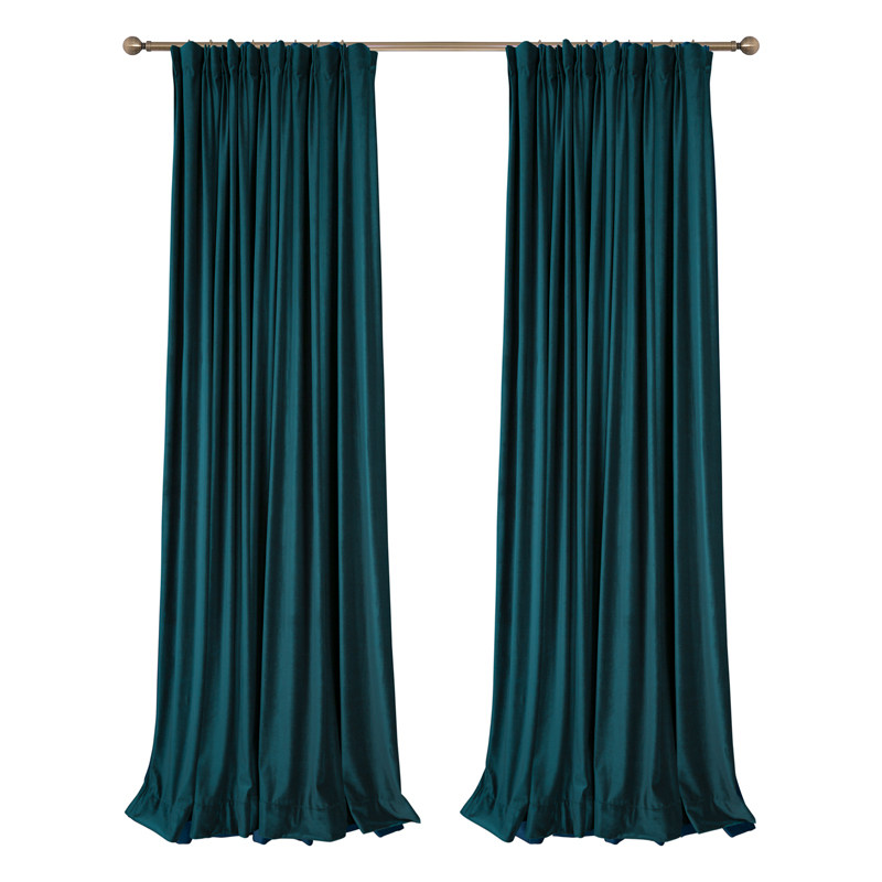 窗帘绒布蓝绿绿色现代轻奢奢风加厚质感简约定制窗帘