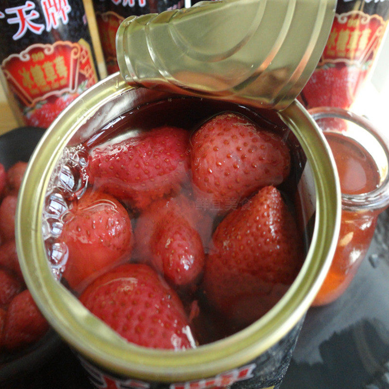 新鲜冰糖草莓罐头12罐/箱辽宁丹东特产节日礼品广天水果罐头果肉