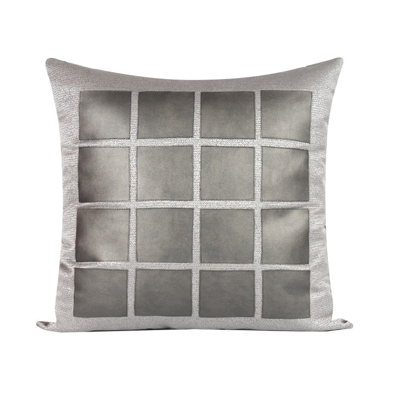 新品现代简约轻奢藕粉色抽象刺绣缎面靠垫抱枕别墅样板房方枕