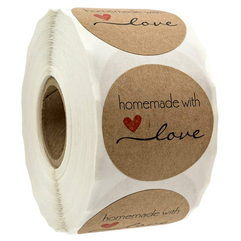 500张牛皮纸爱心圆形谢谢礼品盒包装文具贴纸婚礼贴纸