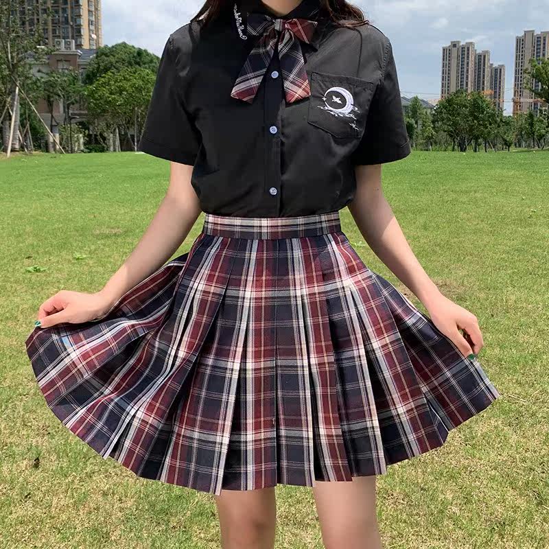 兔姬线性代数jk温柔一刀jk制服百褶格裙学院半身裙