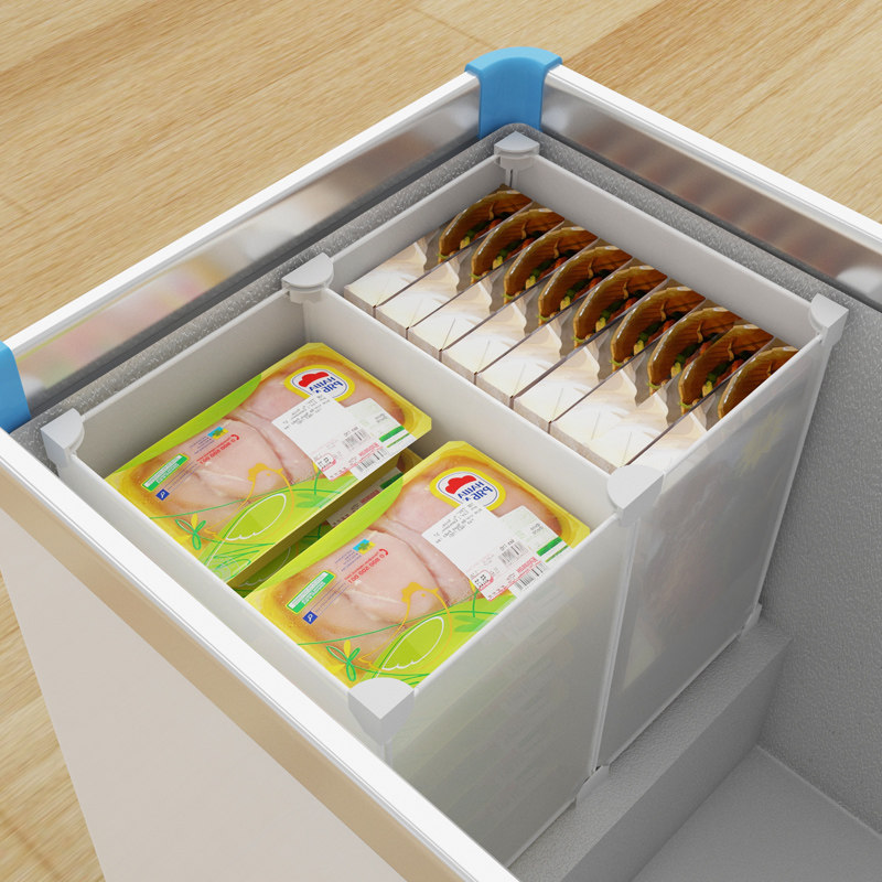冰柜隔板台阶隔层层高分隔栏冰箱分割分类隔断冰柜置物架
