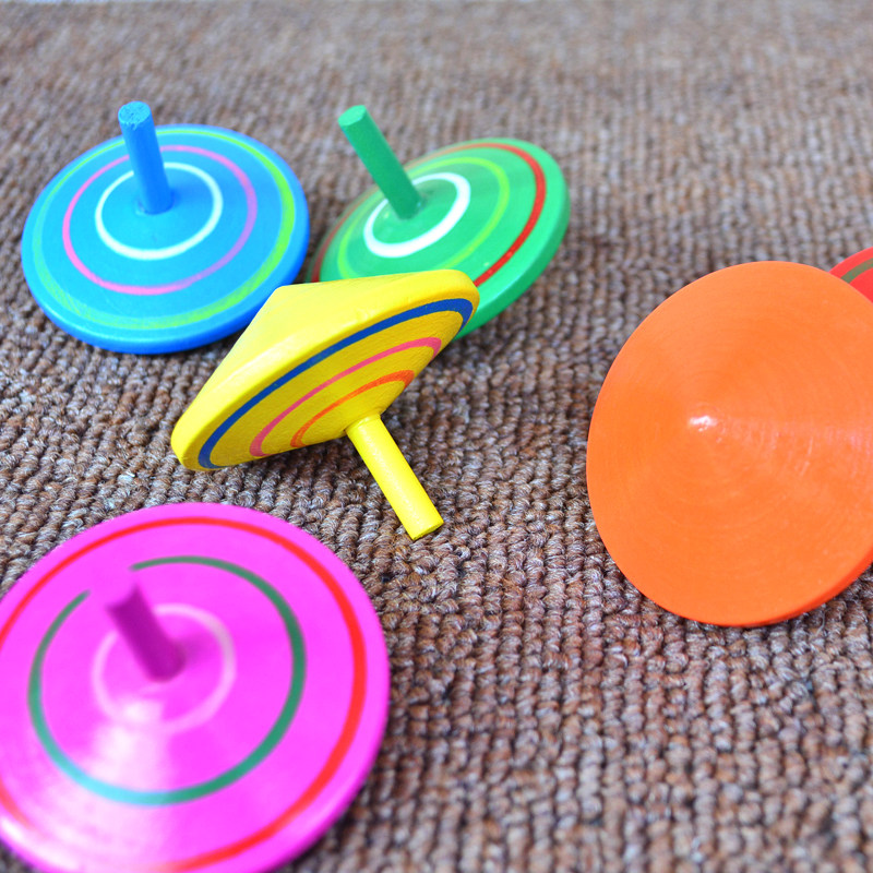 木制大号陀螺儿童小学生传统怀旧小玩玩具彩色陀螺