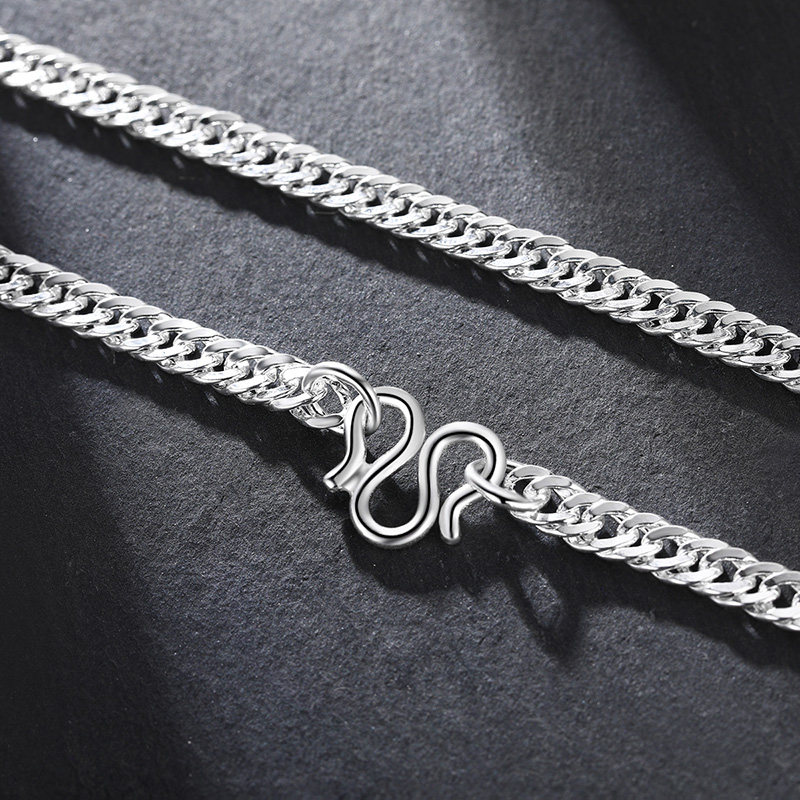 泰光银楼足银马鞭链银男士项链宽面霸气嘻哈潮流项链