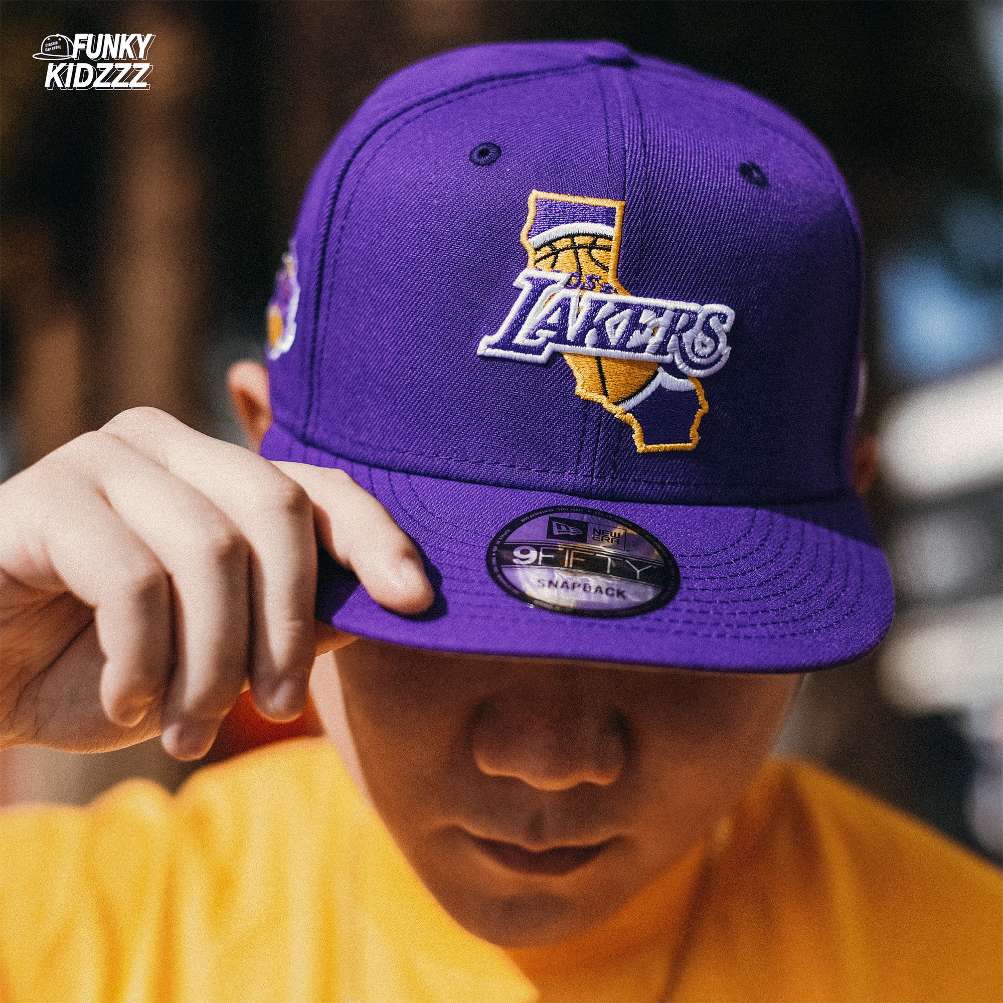 newera美版nba洛杉矶湖人lakers紫金刺绣调节棒球帽