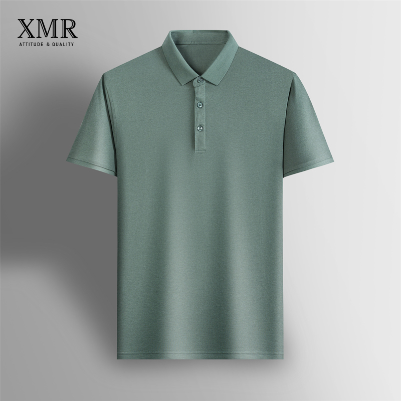 珠地棉Polo衫男夏季修身翻领短袖t恤纯色半截袖Polo领上衣