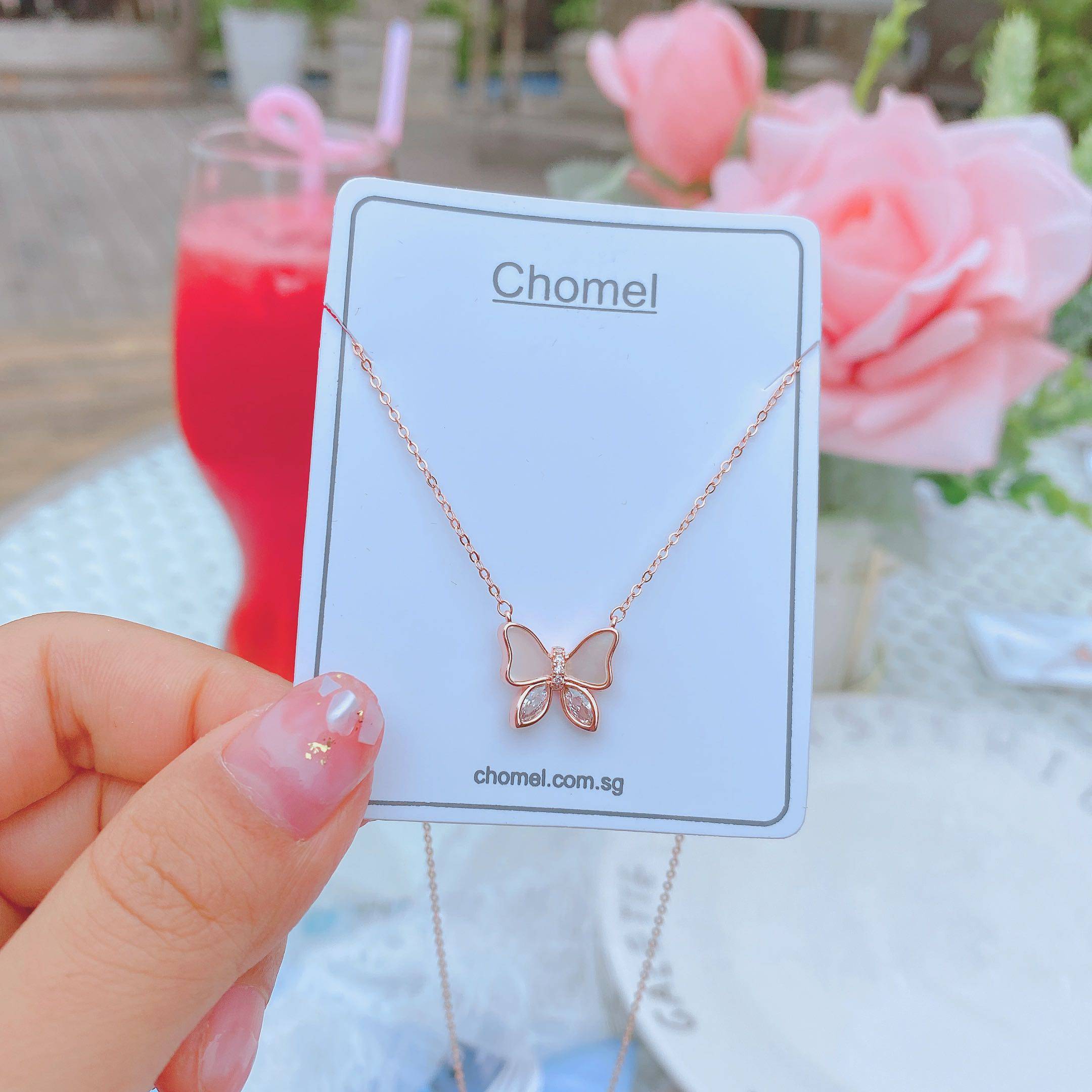 现货新加坡品牌chomel项链正品贝母蝴蝶项链