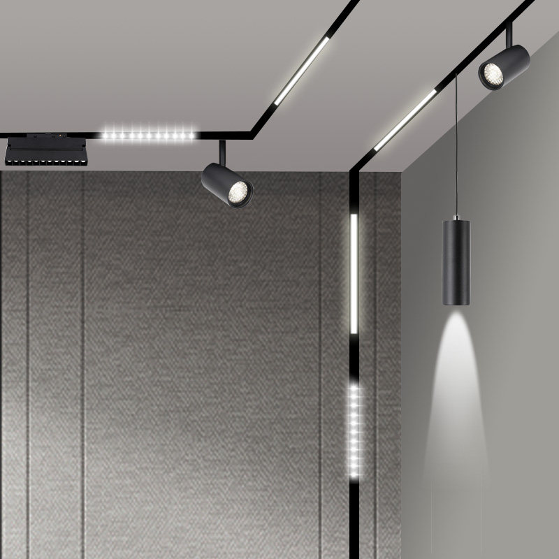 磁吸轨道灯嵌入式明装led线条射灯暗装客厅卧室过道无主商业照明