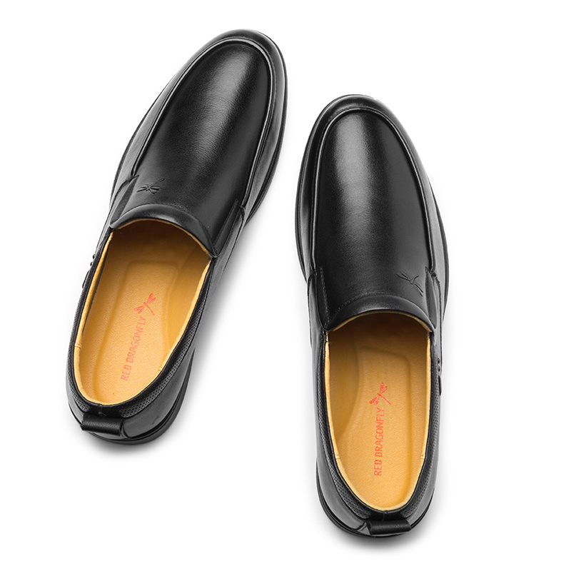 红蜻蜓男鞋春秋新款商务休闲圆头皮鞋舒适耐磨套脚鞋低帮爸爸鞋