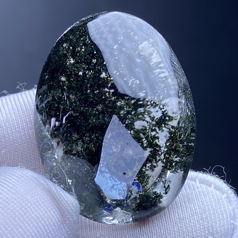 幽灵天然水晶绿吊坠全包云母片挂坠男女款项坠一物一图项坠