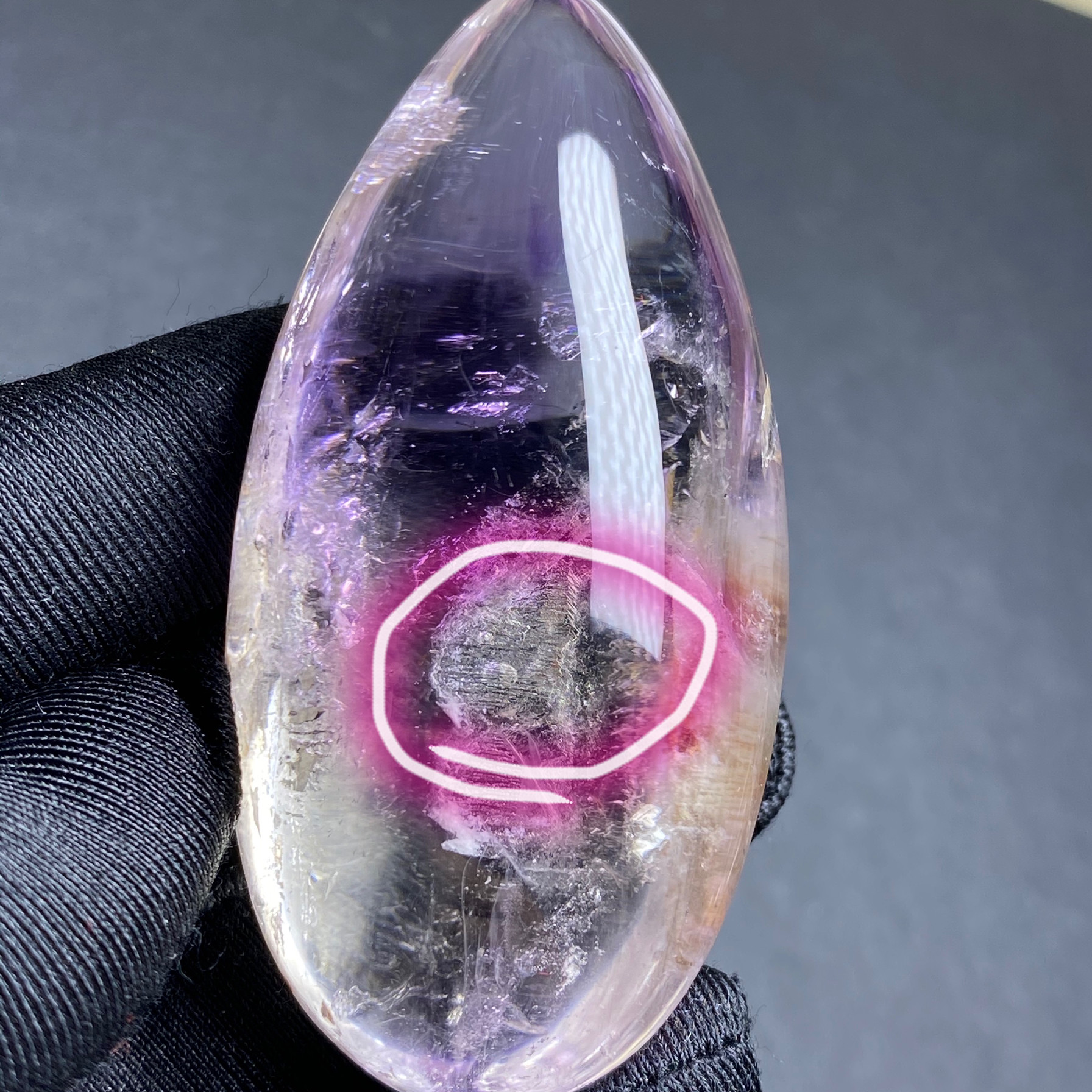 水胆天然紫水晶吊坠紫晶全包流动挂坠男女款项坠项坠