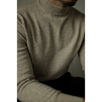 Chaimi American retro half turtleneck sweater ສີດໍາອົບອຸ່ນສໍາລັບຜູ້ຊາຍທີ່ມີ knitted base layer sweater Ami Khaki