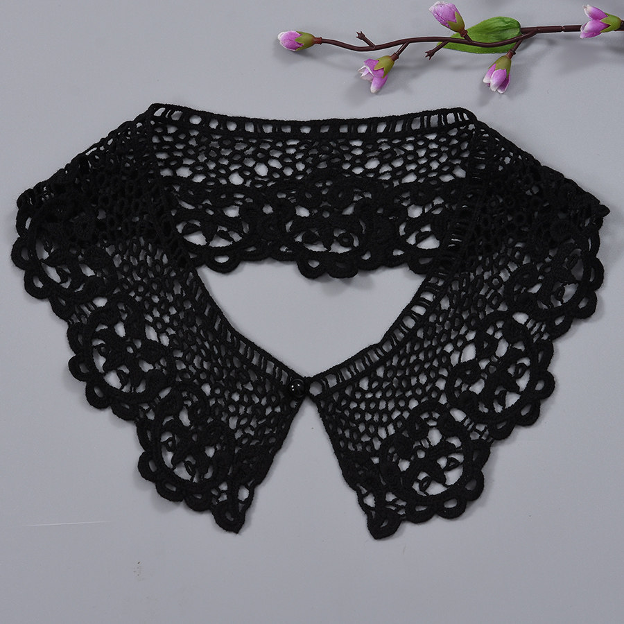 复古棉线机织领花森女系假领子钩花镂空花边围巾