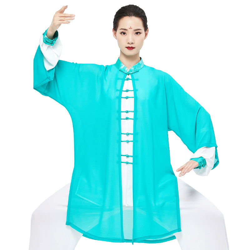 山人运动太极服女新款春夏雪纺三件件套太极拳练功太极服