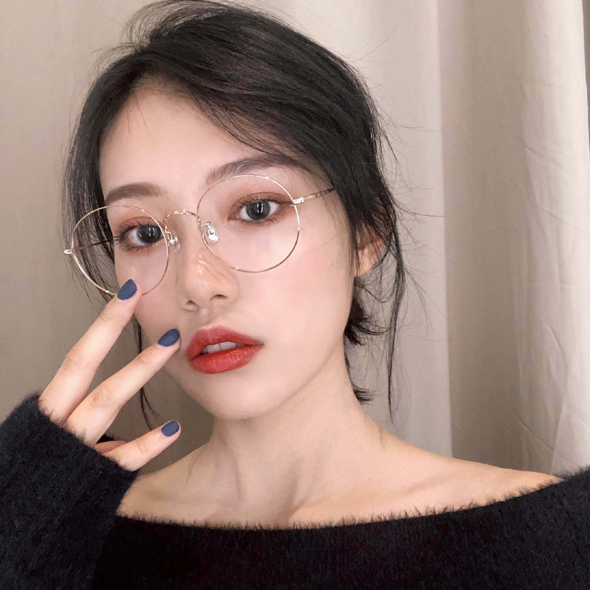 圆形小框眼镜女潮韩版ins原宿复古网红款小脸金丝边近视眼镜框男