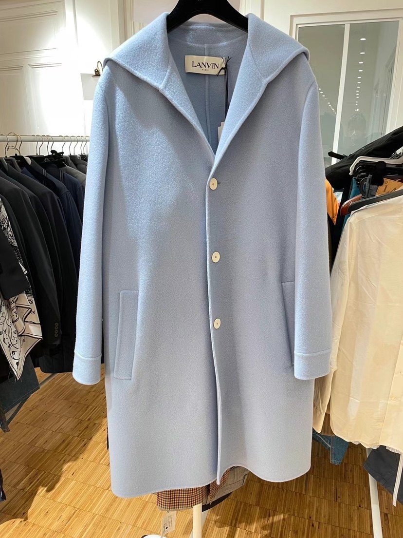 正品lanvin法国特卖女款秋冬羊毛羊绒大衣外套毛呢外套