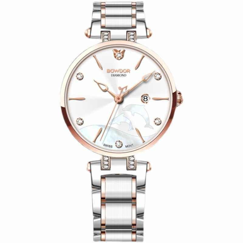 新款宝舵手表女士钢带石英表s9005l真钻时尚海豚国产腕表