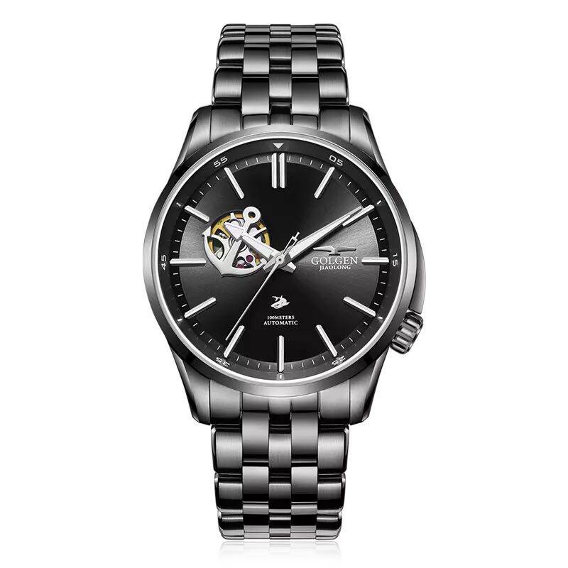 新款古尊手表全自动机械表100米防水休闲蓝宝石钢带国产腕表