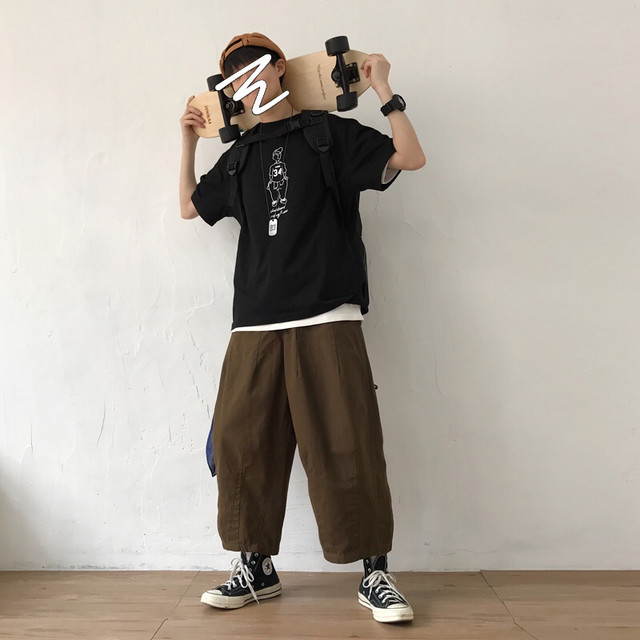 Jiwuu / Japanese work wear retro wide leg Capris for men and women Jiwuu / Japanese work wear retro wide leg Capris for men and women