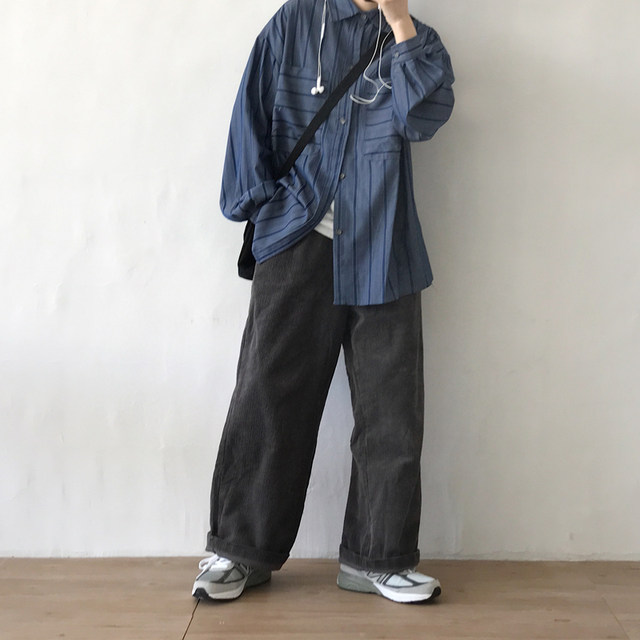 J / W Japanese retro loose wide leg corduroy casual pants for men and women J / W Japanese retro loose wide leg corduroy casual pants for men and women