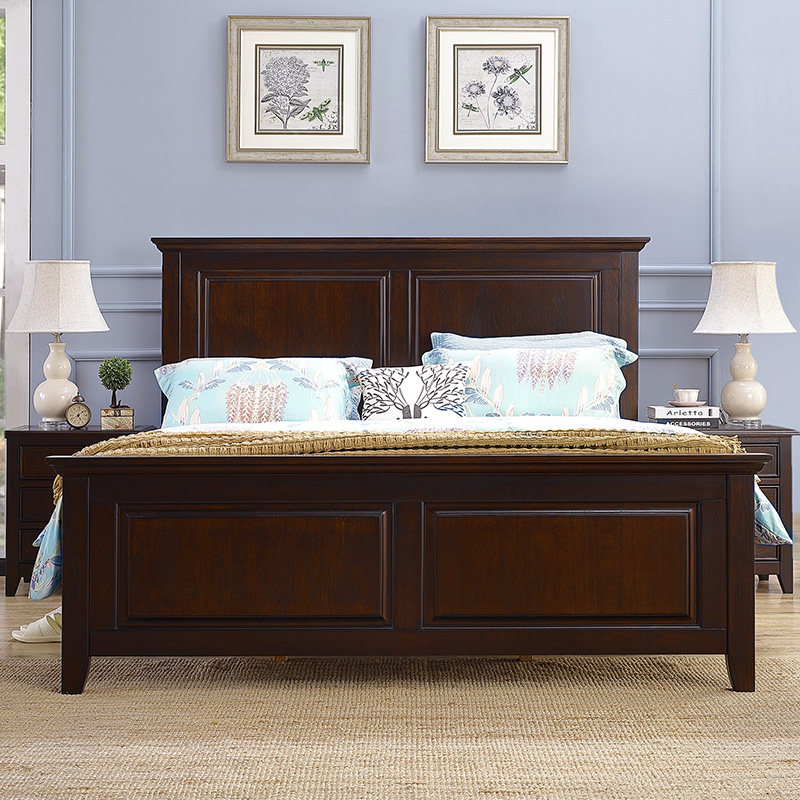 美式乡村纯实木床18米15m婚床12米床卧室家具高箱储物