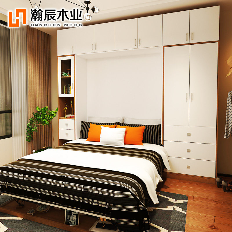 隐形床衣柜一体折叠多功能书桌式沙发壁床墙床隐藏式床家用书柜床